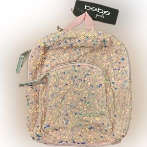 bebe Girls Pink Sequin Mini Backpack Festival Rave Y2K Sparkle Bag